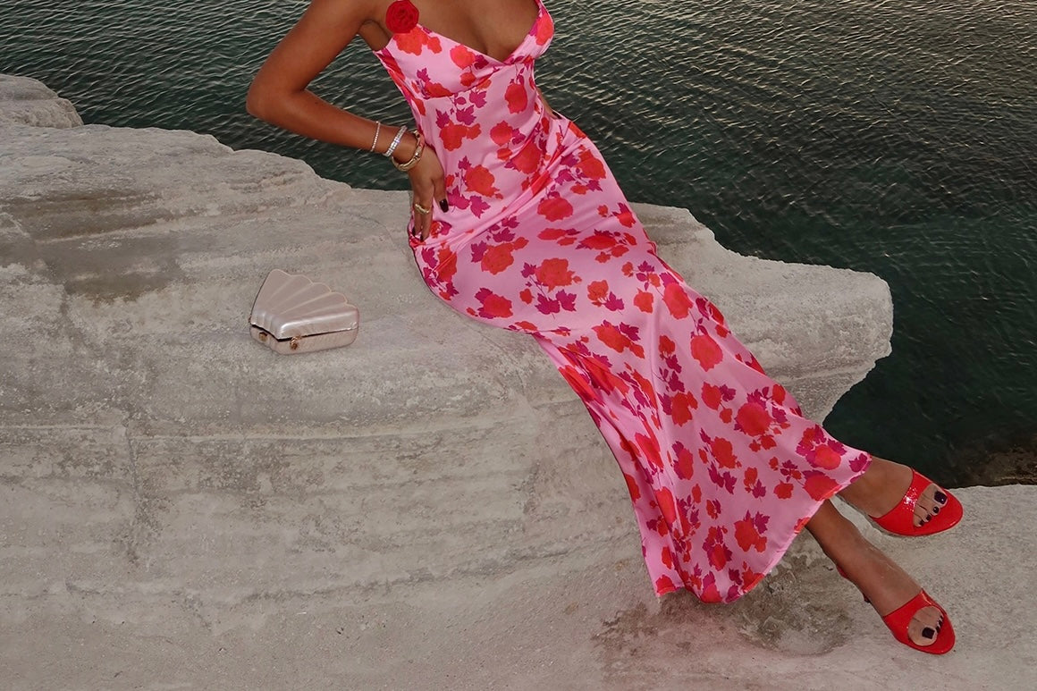 Pink Floral Maxi Dress