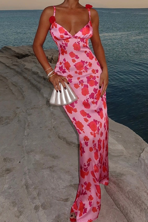 Pink Floral Maxi Dress