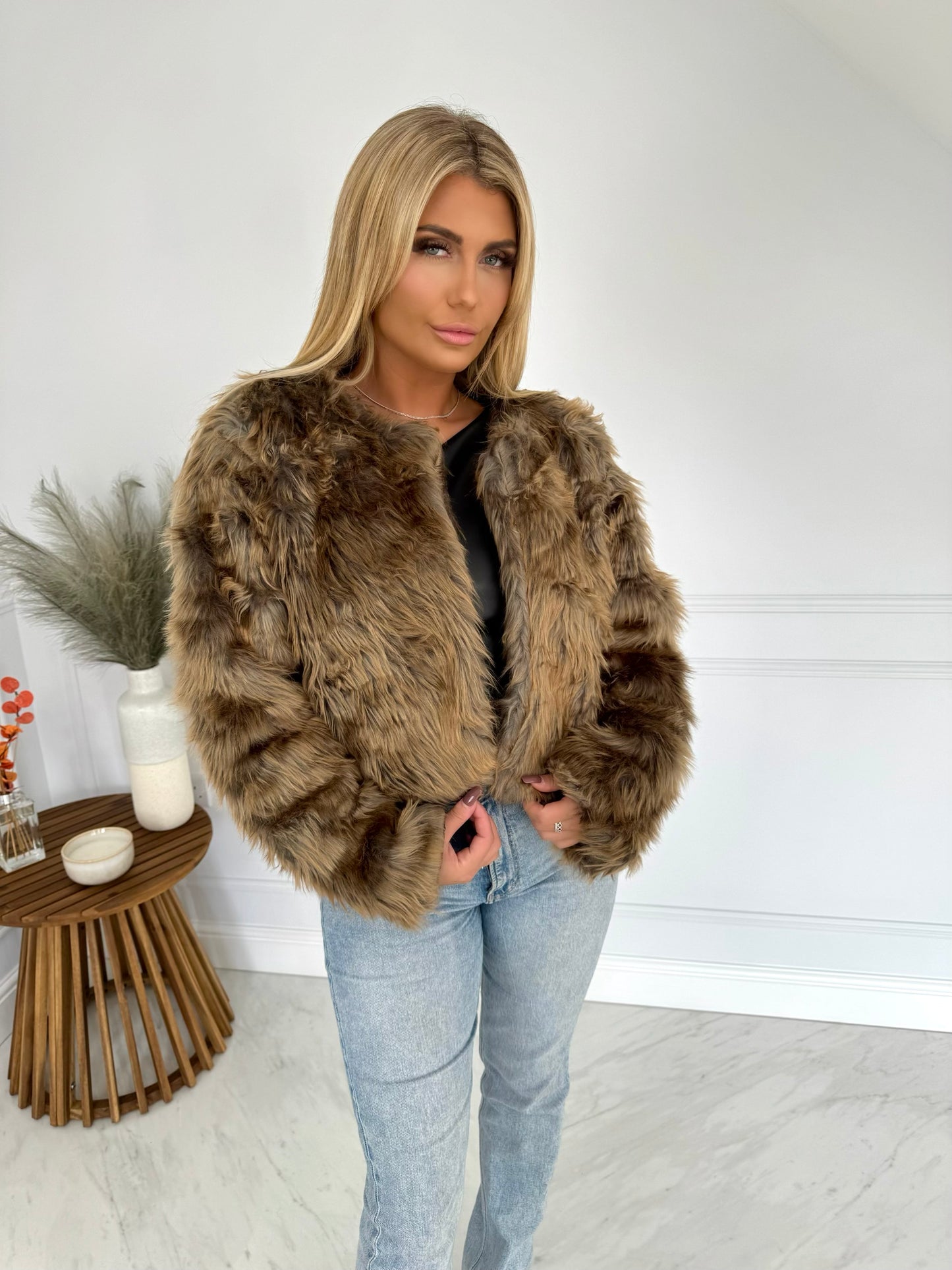 Brown Faux Fur Jacket
